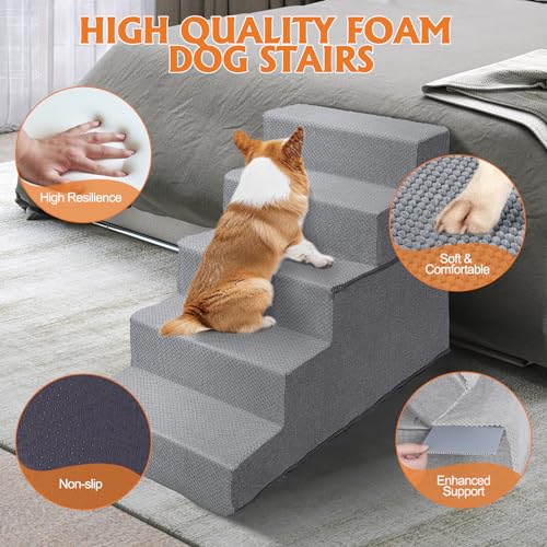 4-Step 18.1" H Folding Pet Stairs with Removable Washable Cover M32830