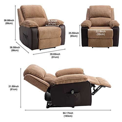 Brown Flannel Fabric Power Recliner Chair J667