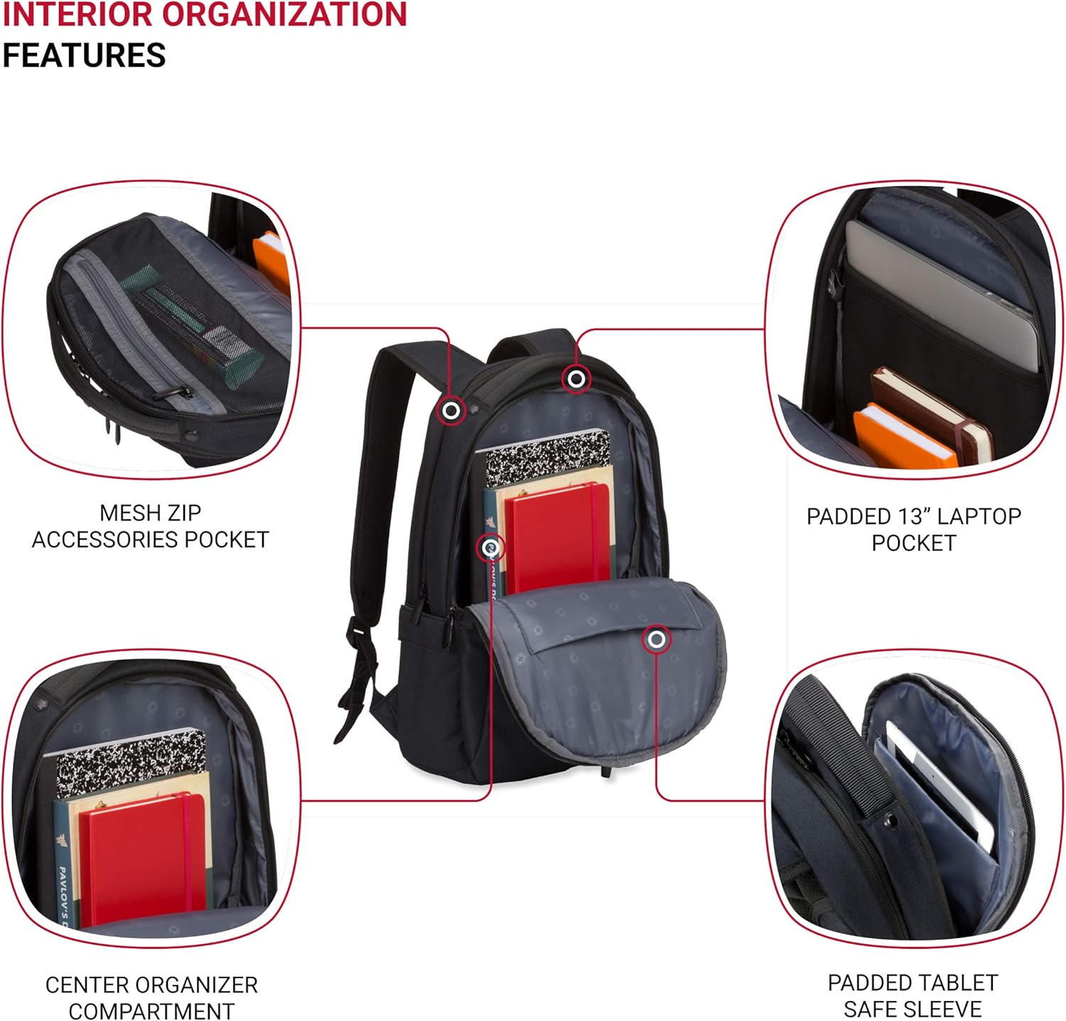 Compact Laptop Backpack, Black, 17-Inch L3186