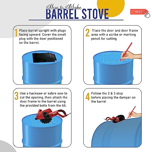 Double Barrel Stove Adapter Kit for 30 to 55 Gallon Drums D862