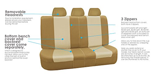 Beige Twill Car Seat Covers Full Set H3472