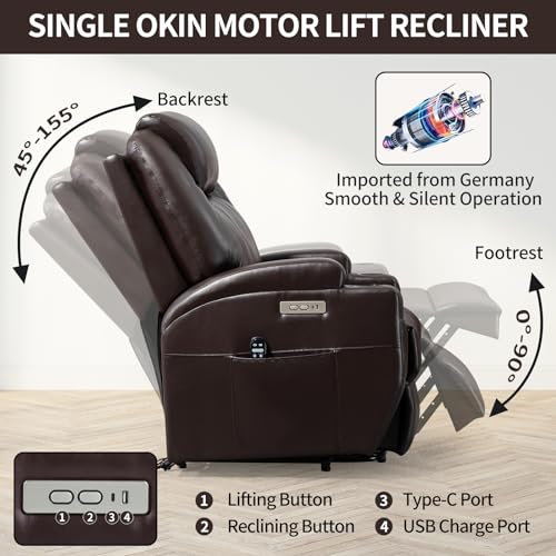 Black Power Lift Recliner Chair with Heat and Massage A2759
