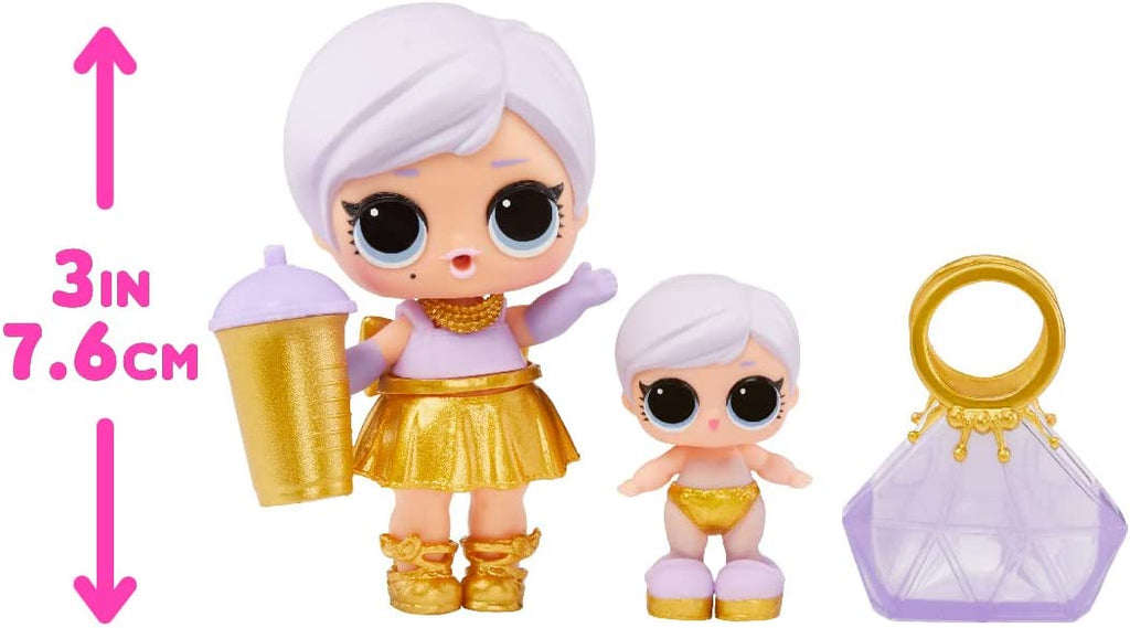 LOL Surprise! Confetti Pop Birthday Sisters doll with Lil Sister, 10 surprises, accessories, limited edition doll, present box packaging W3233
