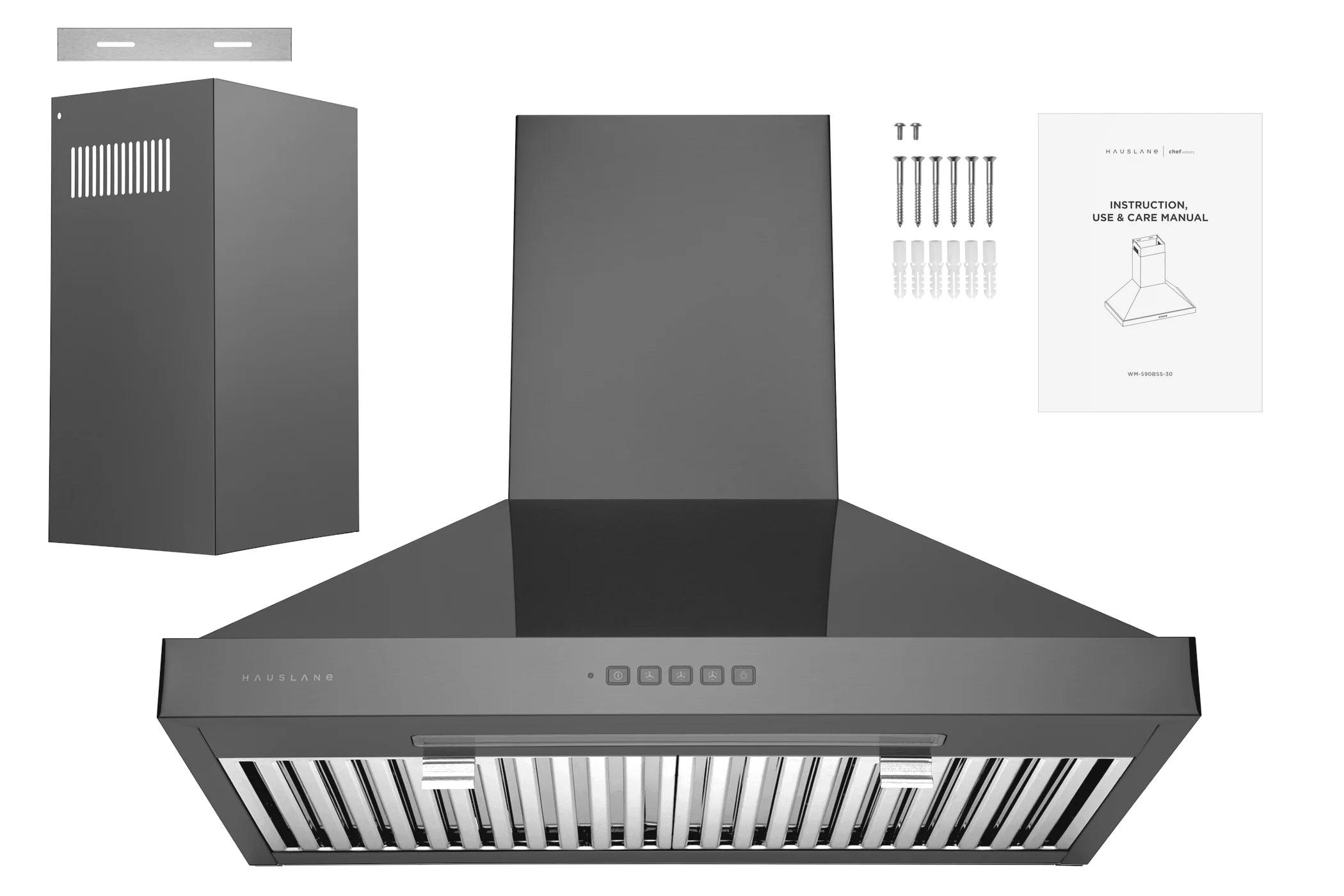 30 in. Convertible Wall-Mounted Range Hood, Black Stainless Steel Z435744
