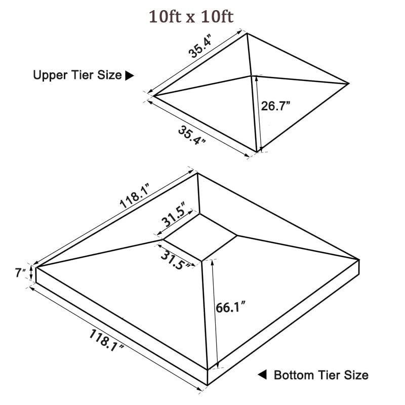Beige 10x10 FT Gazebo Canopy Replacement Cover with Air Vent O5821