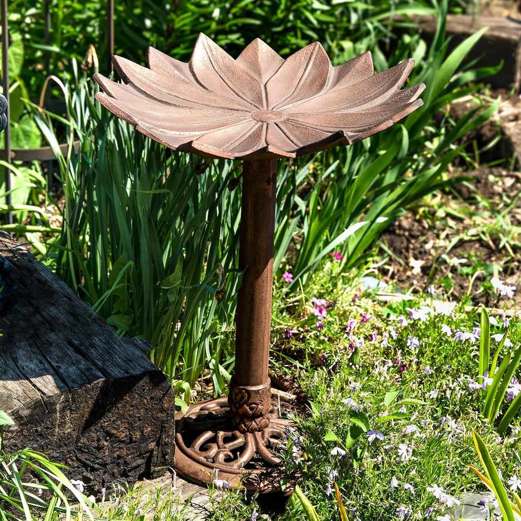 Copper Patina Cast Aluminum Bird Bath Q86297