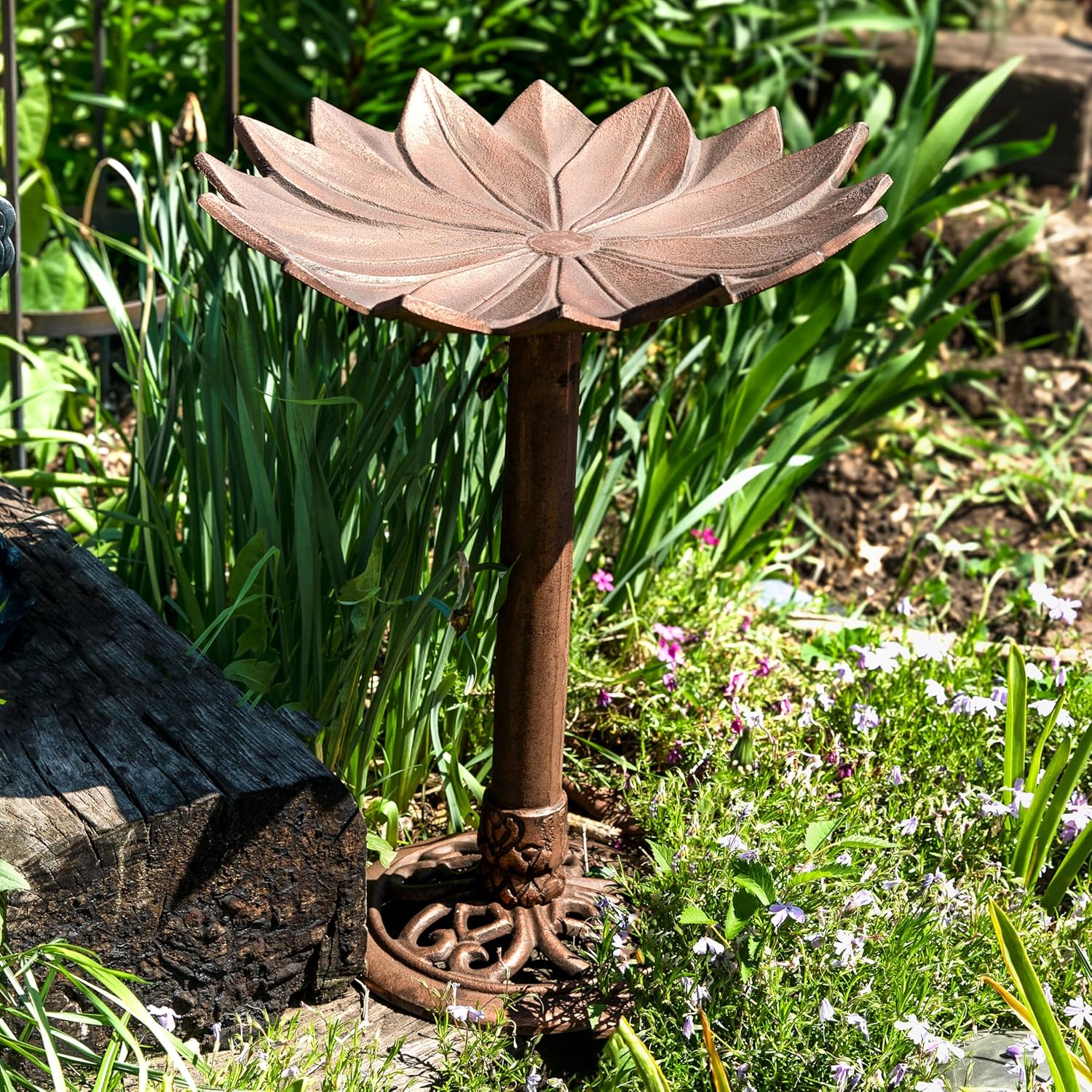 Copper Patina Cast Aluminum Bird Bath Q86297