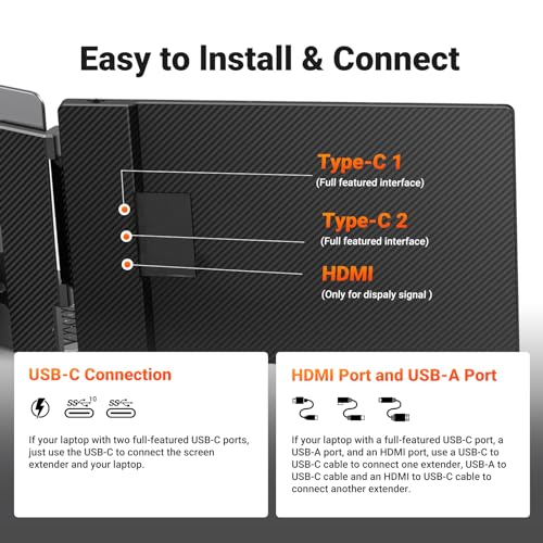 15.6" FHD 1080P IPS Triple Portable Monitor with Built-in Stand and Dual Speakers K838842