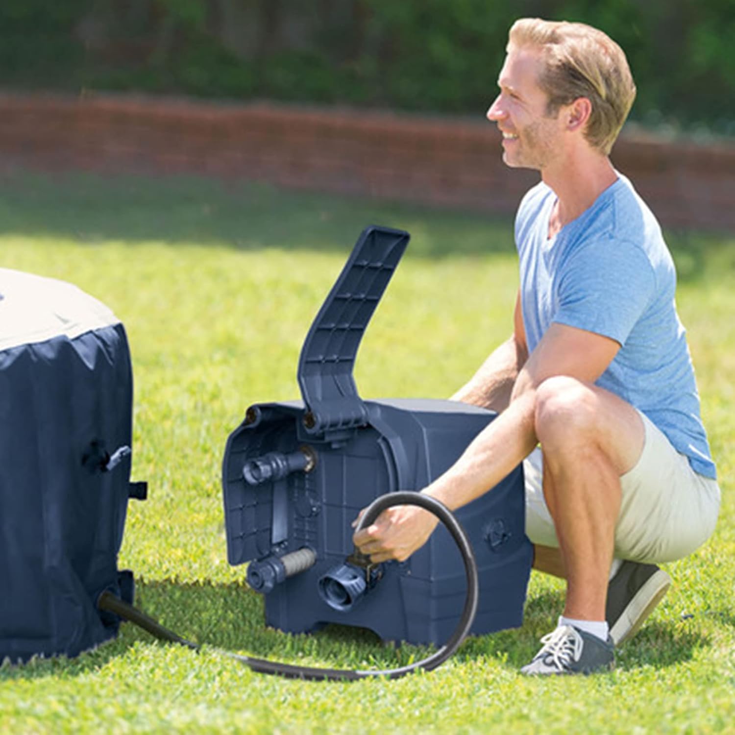 Portable Inflatable Hot Tub, 85" x 28" with Set of 2 Seats N45106