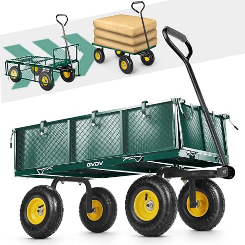 Heavy Duty Steel Folding Utility Wagon with Removable Sides and 10" All-Terrain Wheels N3726