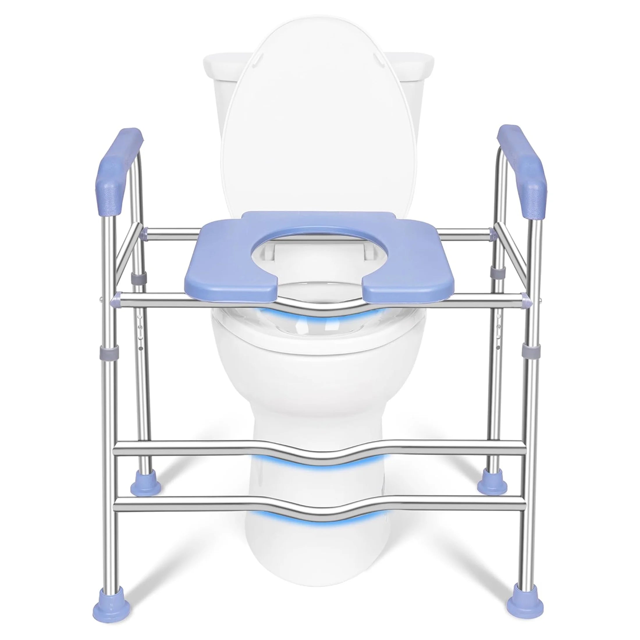 Raised Toilet Seat with Handles and Soft Seat, up to 400lbs Commode Chair J7621