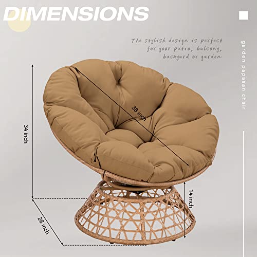 Oversized Dark Blue Wicker Papasan Chair with Cushion and 360 Degree Swivel Base S283