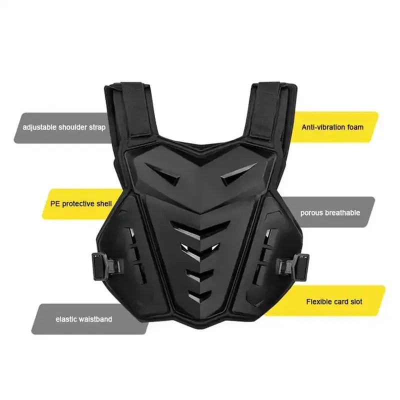 Black Motocross Body Armor Motorcycle Jacket with Back Chest Protector O7101