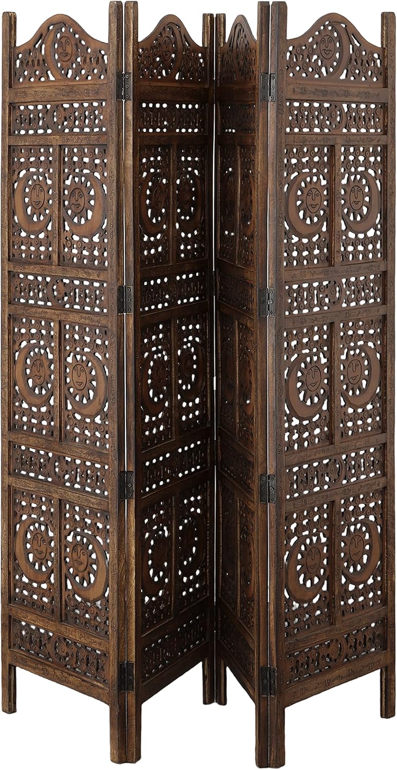 4 Panel Wooden Room Divider V7340