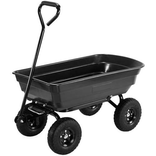 Black Steel Frame Utility Cart with 600 Pound Capacity and 10 Inch Tires L837