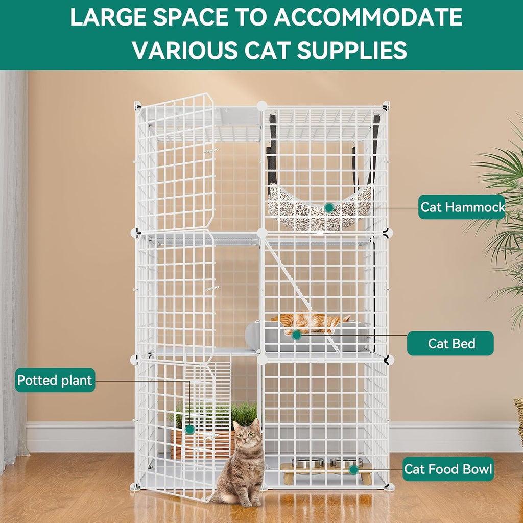 White 3-Tiers Metal Cat Cage X42273