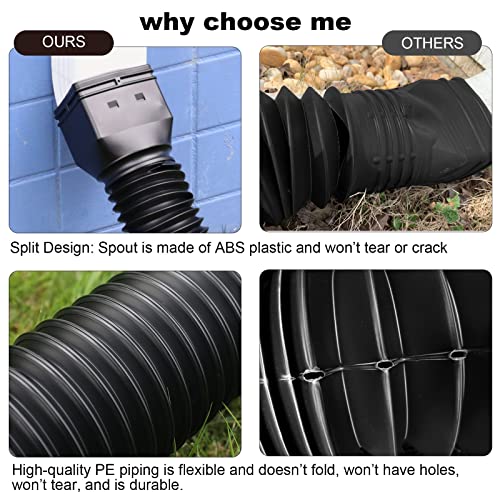 4 pack Flexible Rain Gutter Downspout Extensions Black A224282