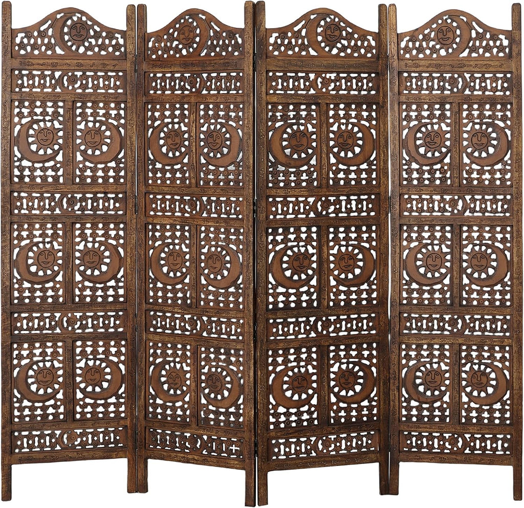 4 Panel Wooden Room Divider V7340