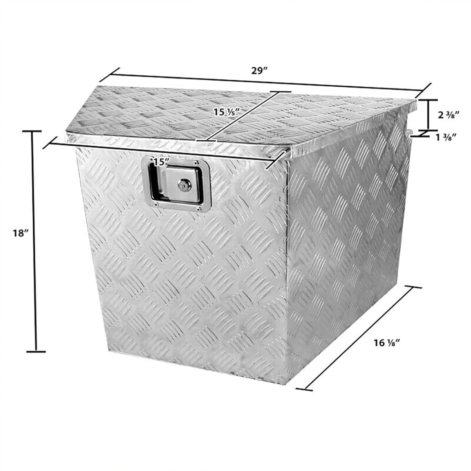 Aluminum Trailer Tongue Tool Box Diamond Tread Silver 29 x 15 x 18in X98199