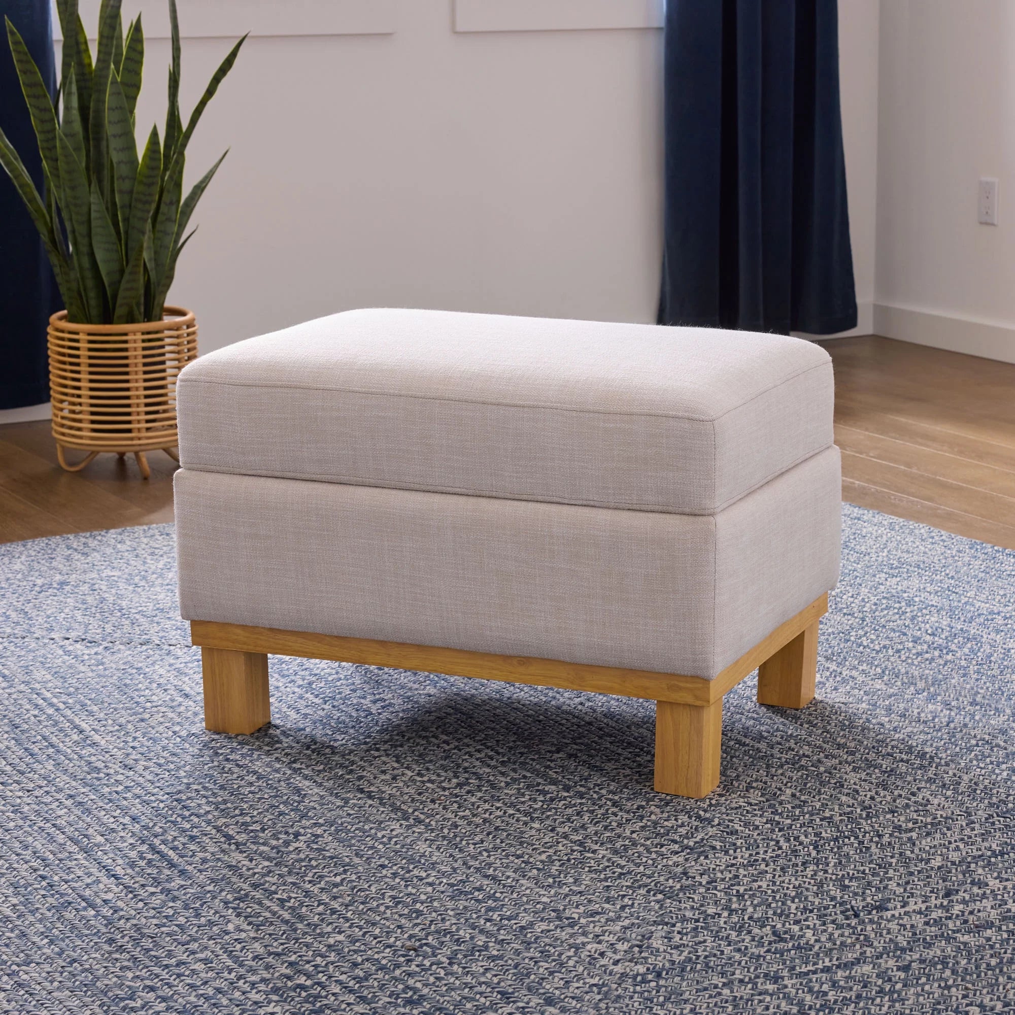 Upholstered Wood Base Storage Ottoman N986