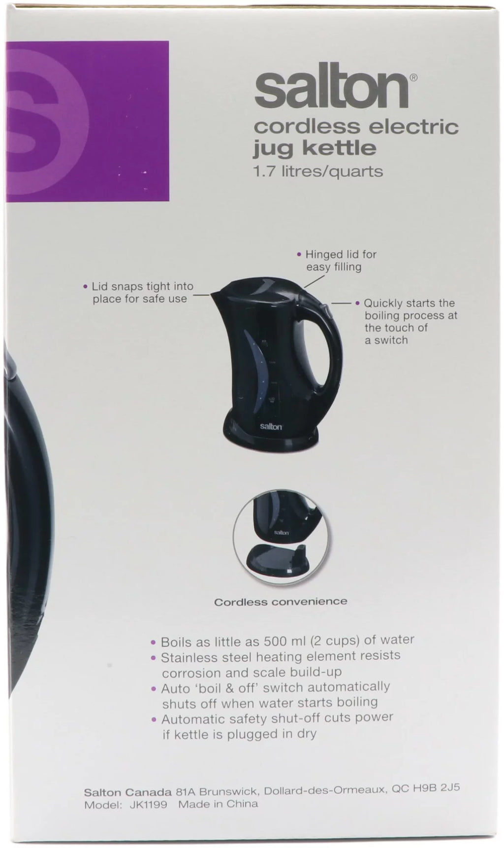 Black 1.7 Liter Cordless Jug Kettle C704801