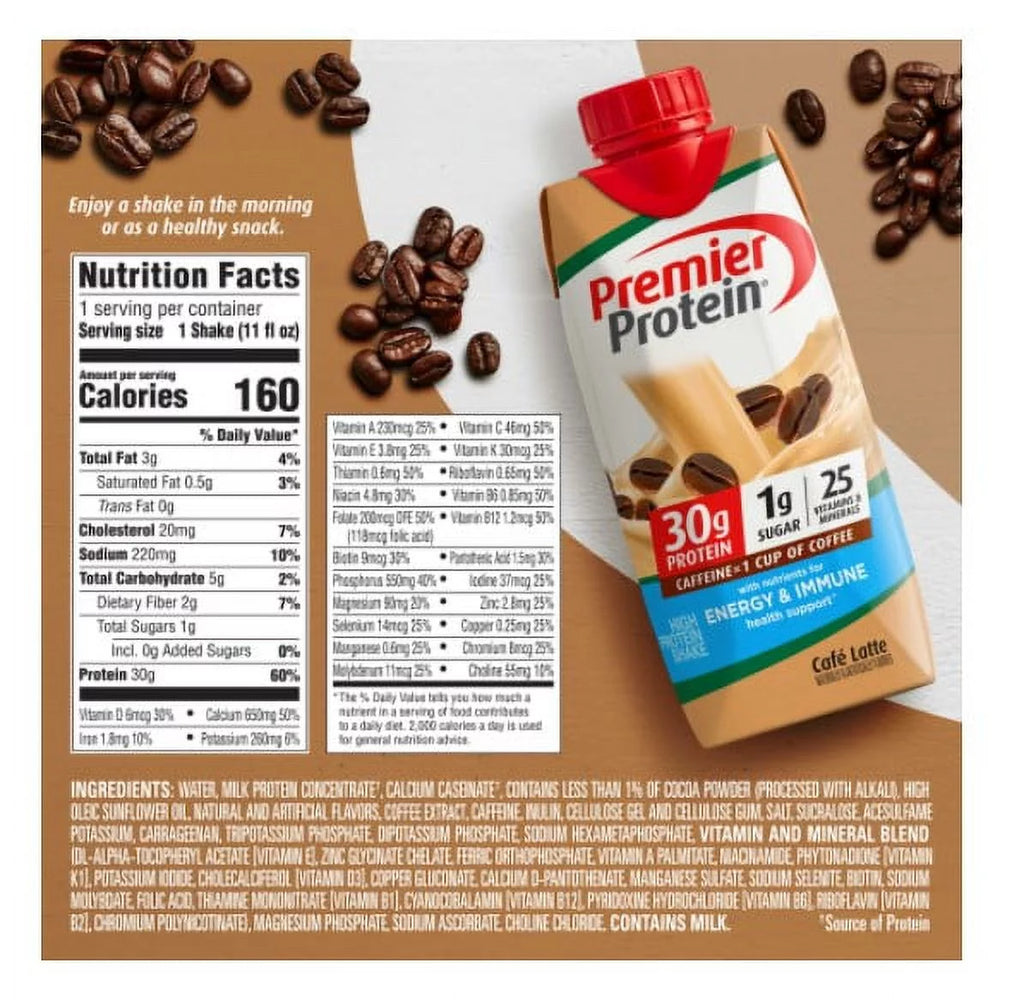 18-pack 11 fl oz Cafe Latte Protein Shakes O866