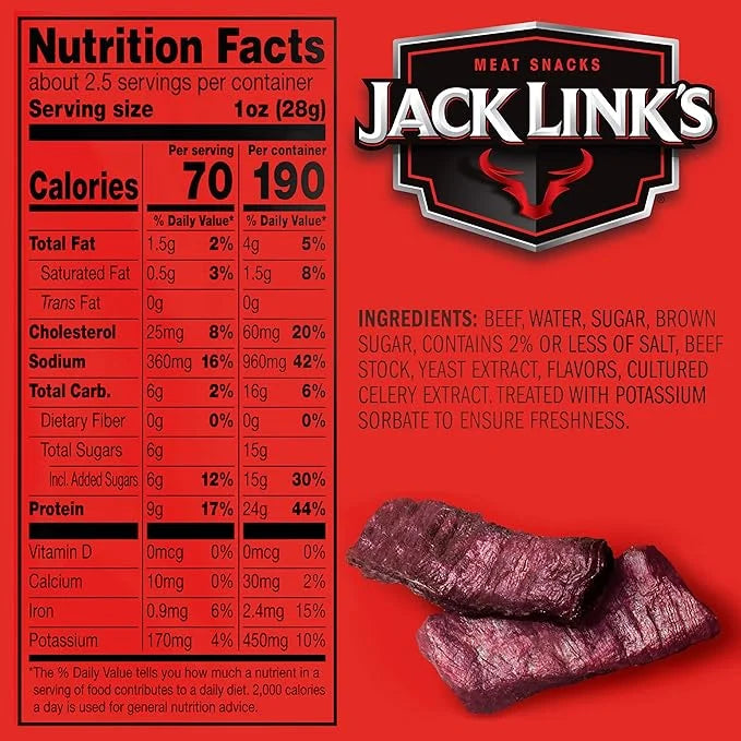 Extra Thick Cut Beef Jerky, Original Flavor, 2.6 Oz (Pack of 4) Y552