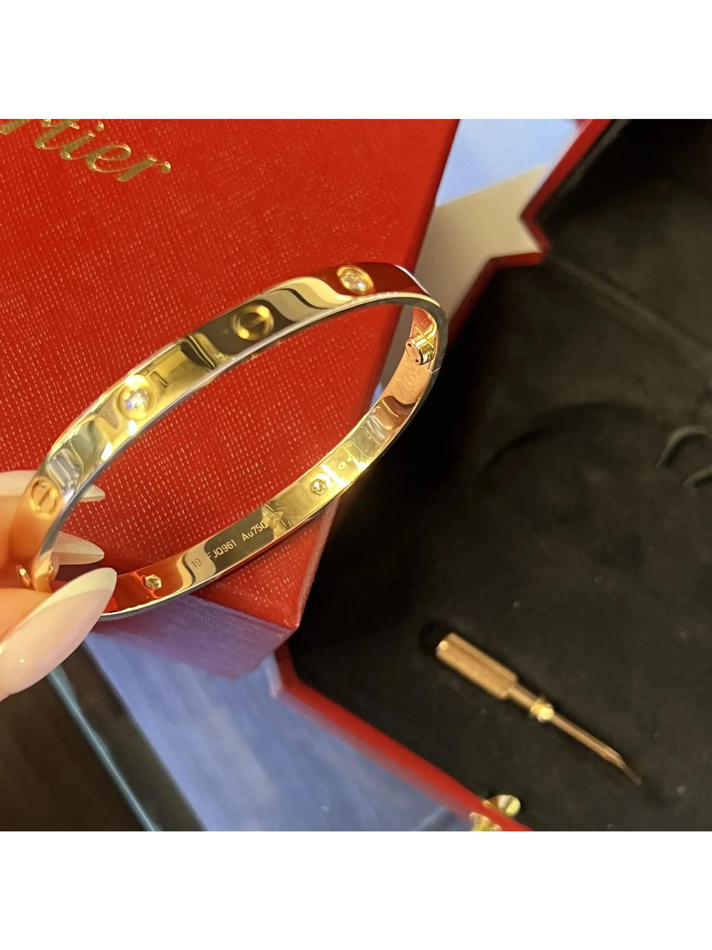 18K Rose Gold Bracelet with 4 Diamonds Size 18 B607
