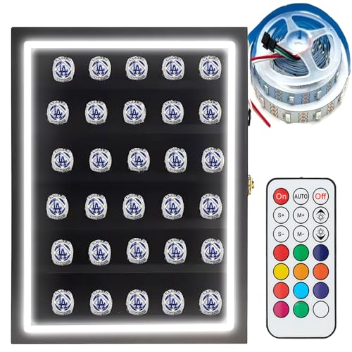Black 30 Ring Glass Shadow Box with Lock B90317