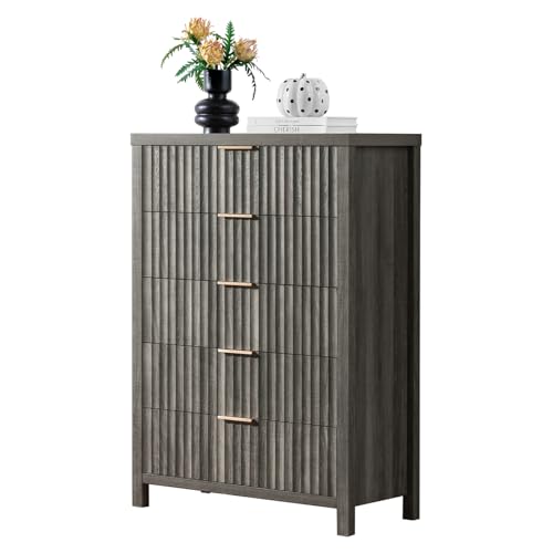 5 Drawers Grey Oak Dresser W9343