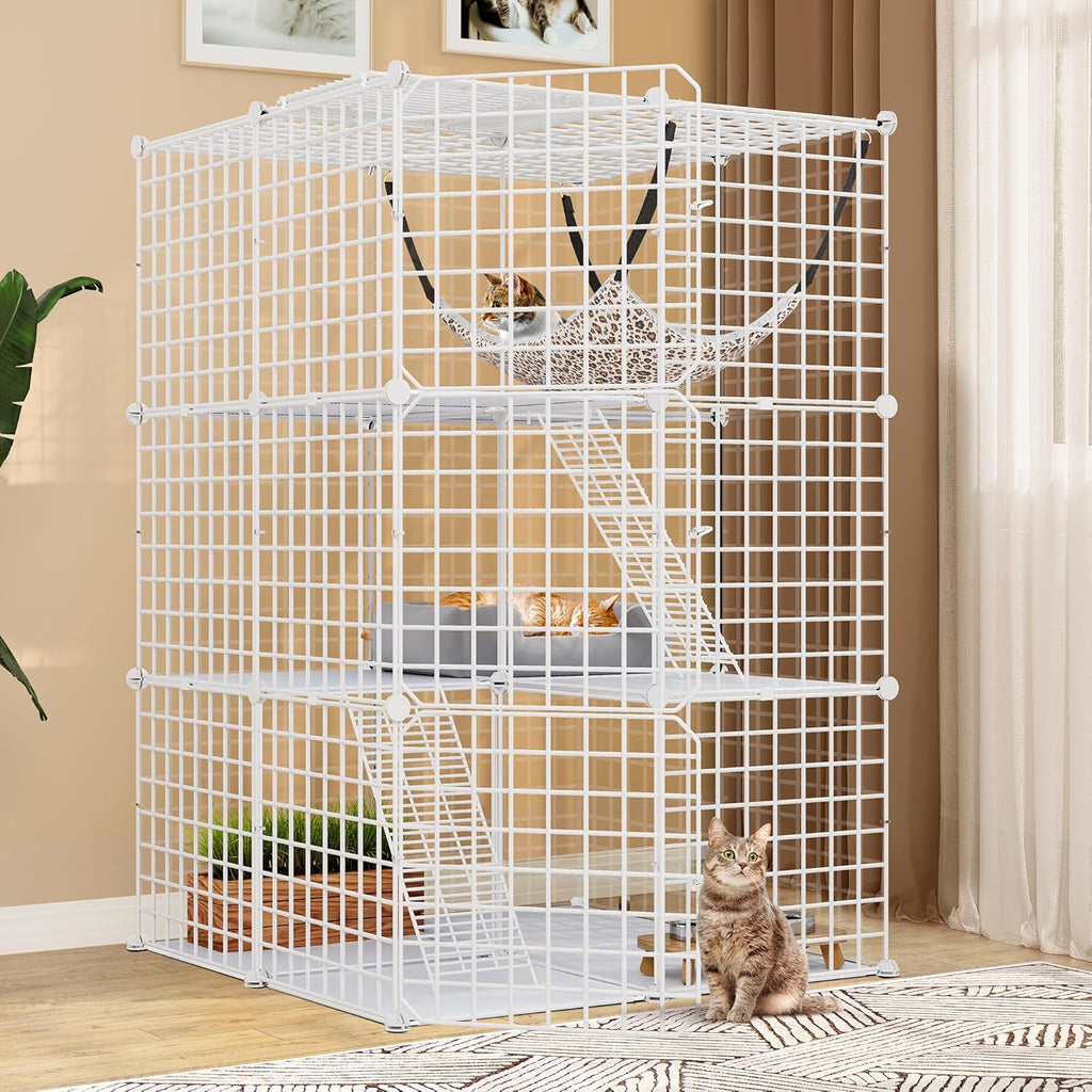 White 3-Tiers Metal Cat Cage X42273