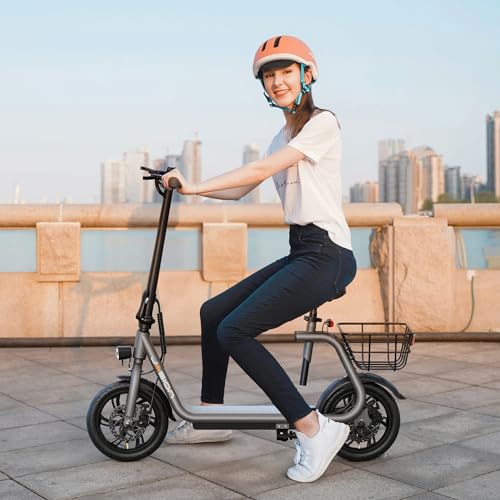 Electric Scooter with Seat, Foldable E-Scooter, Dual Disc Brakes F225
