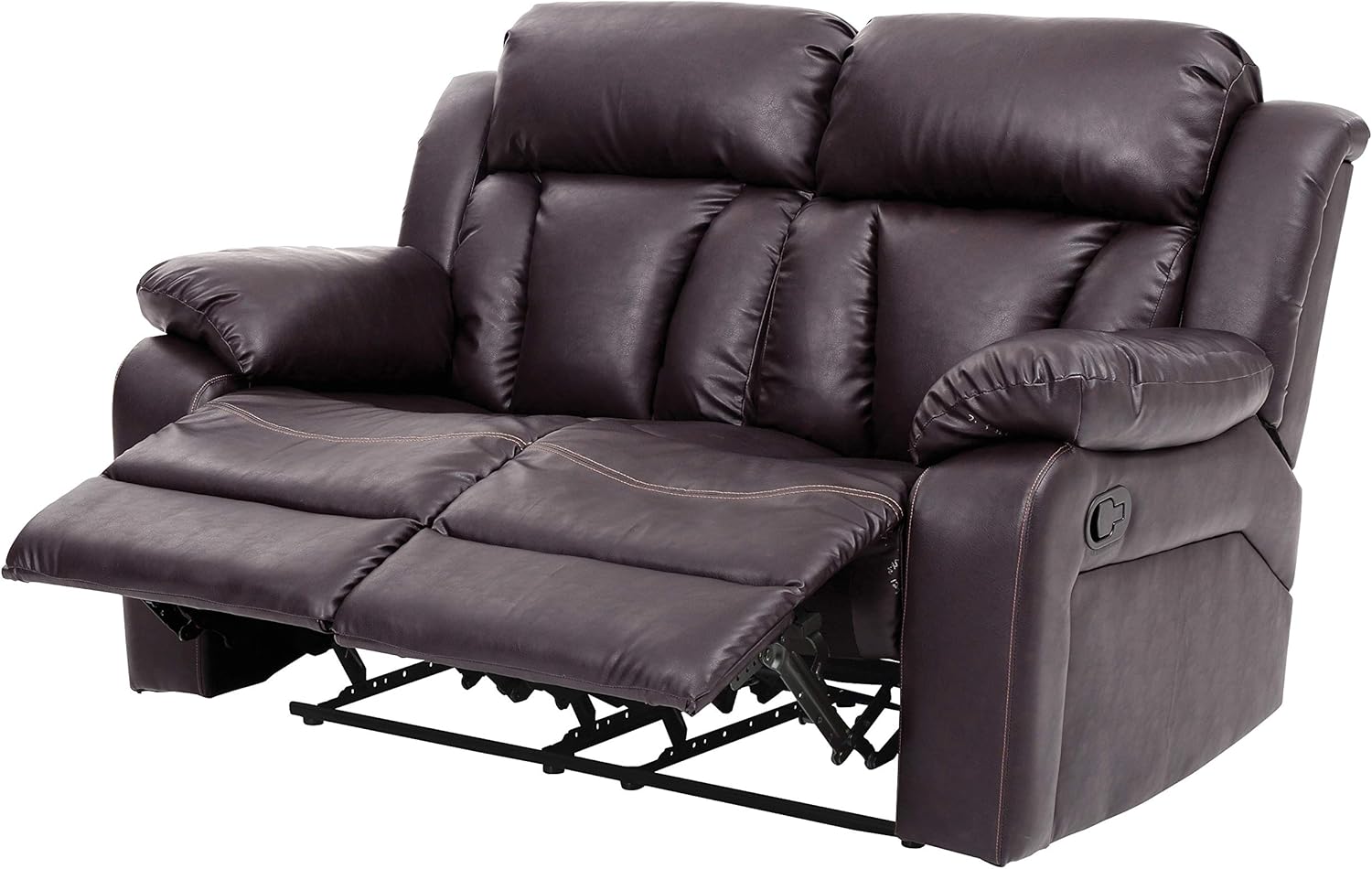 Brown Faux Leather Reclining Loveseat I9491