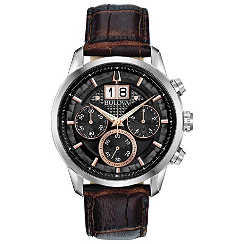 Men's Classic Chronograph Calendar Leather Strap Quartz Watch, 44mm Q46021