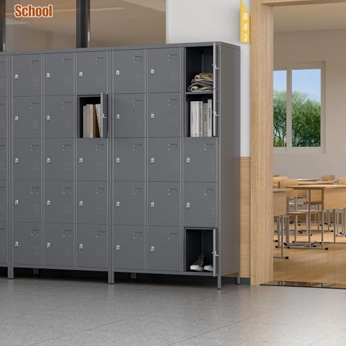 6 Door Metal Storage Locker with 18 Hooks, Black & Dark Grey V5677