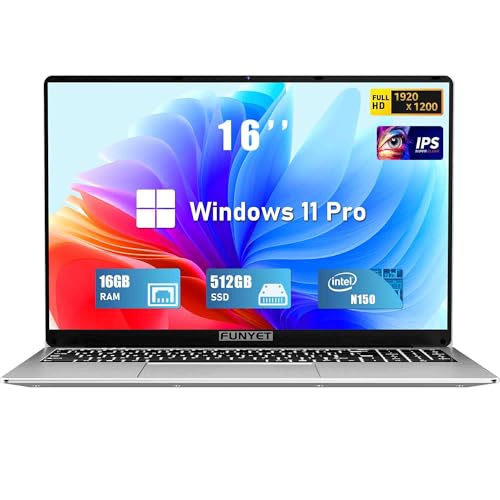 16 Inch Windows 11 Pro Gaming Laptop, 16GB RAM 1TB SSD, N150 Processor, Backlit Keyboard M583