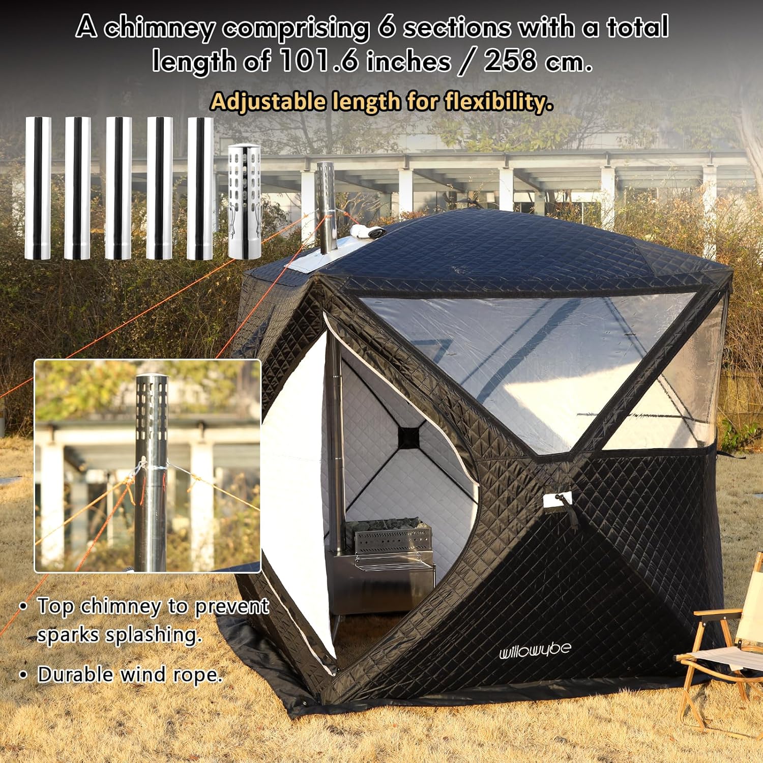 Outdoor Sauna Hot Tent Stove, Portable Camping Wood Stove L61687