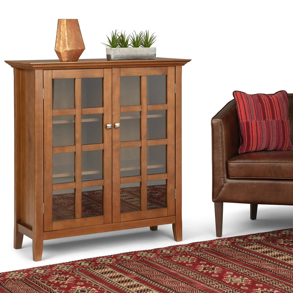Solid Wood Medium Storage Cabinet in Light Golden Brown C4124
