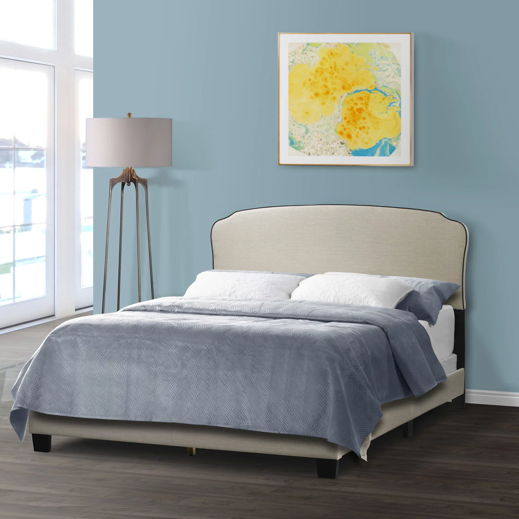 Beige Fabric Queen Bed W512