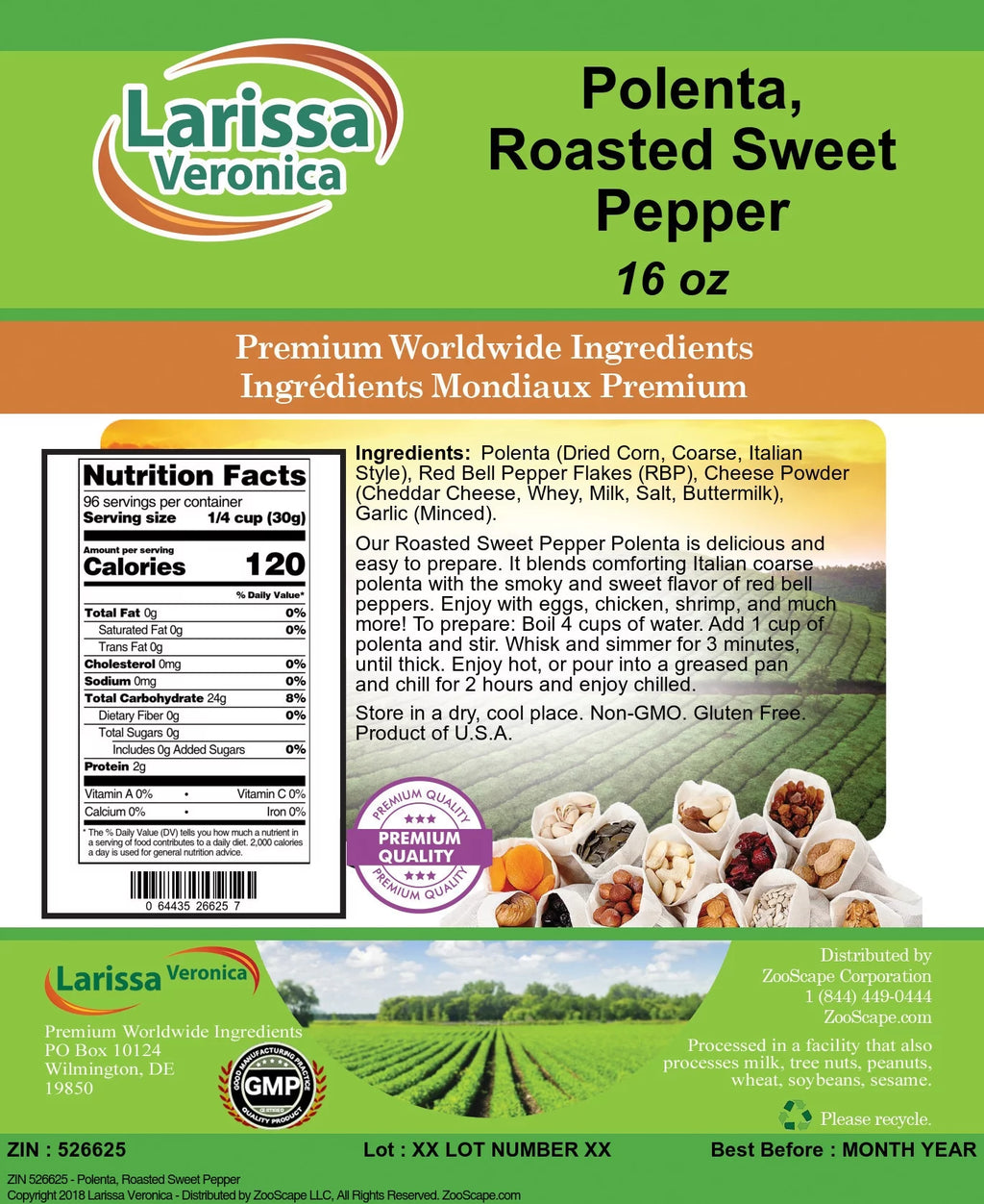 Polenta, Roasted Sweet Pepper, 16 oz, 2-Pack B35652