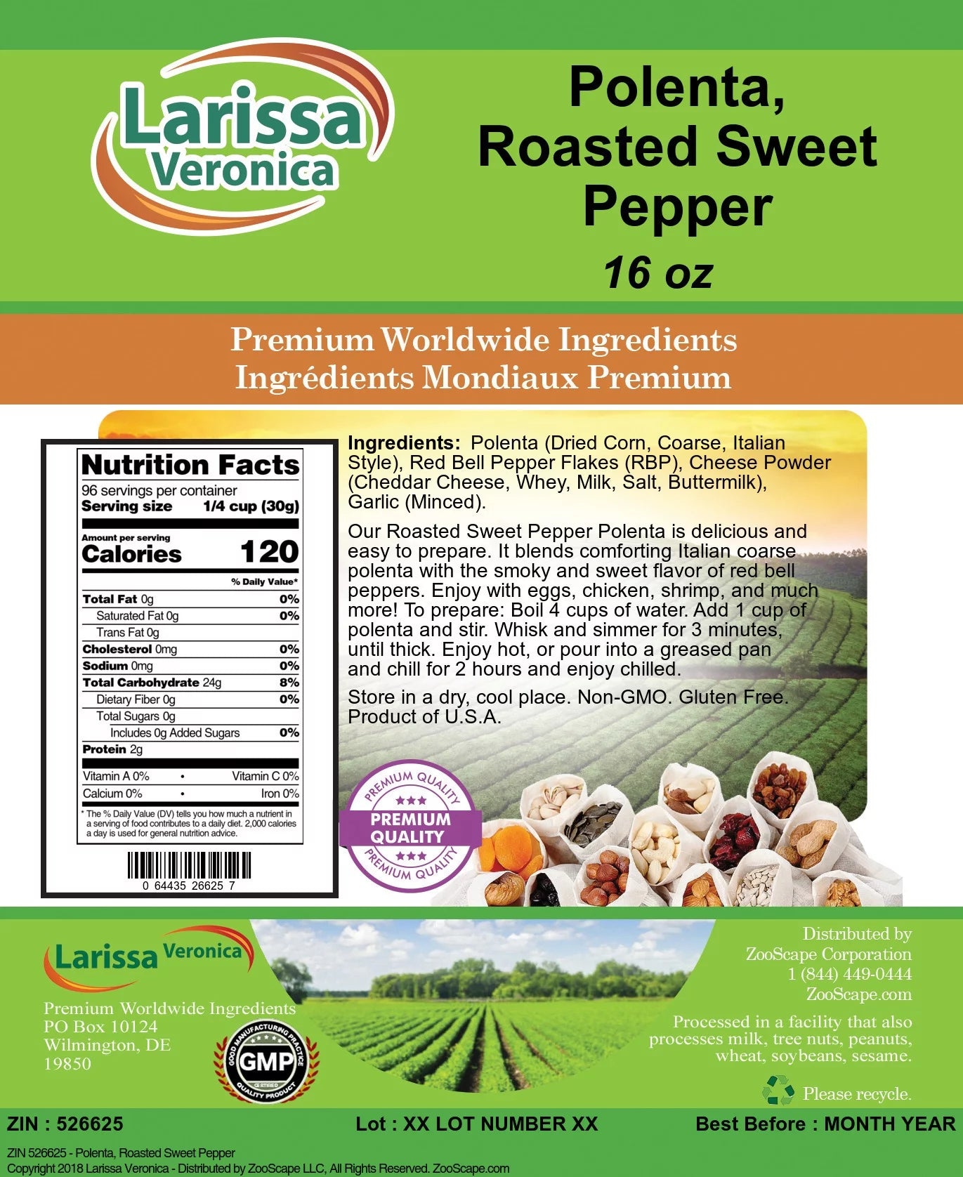 Polenta, Roasted Sweet Pepper, 16 oz, 2-Pack B35652