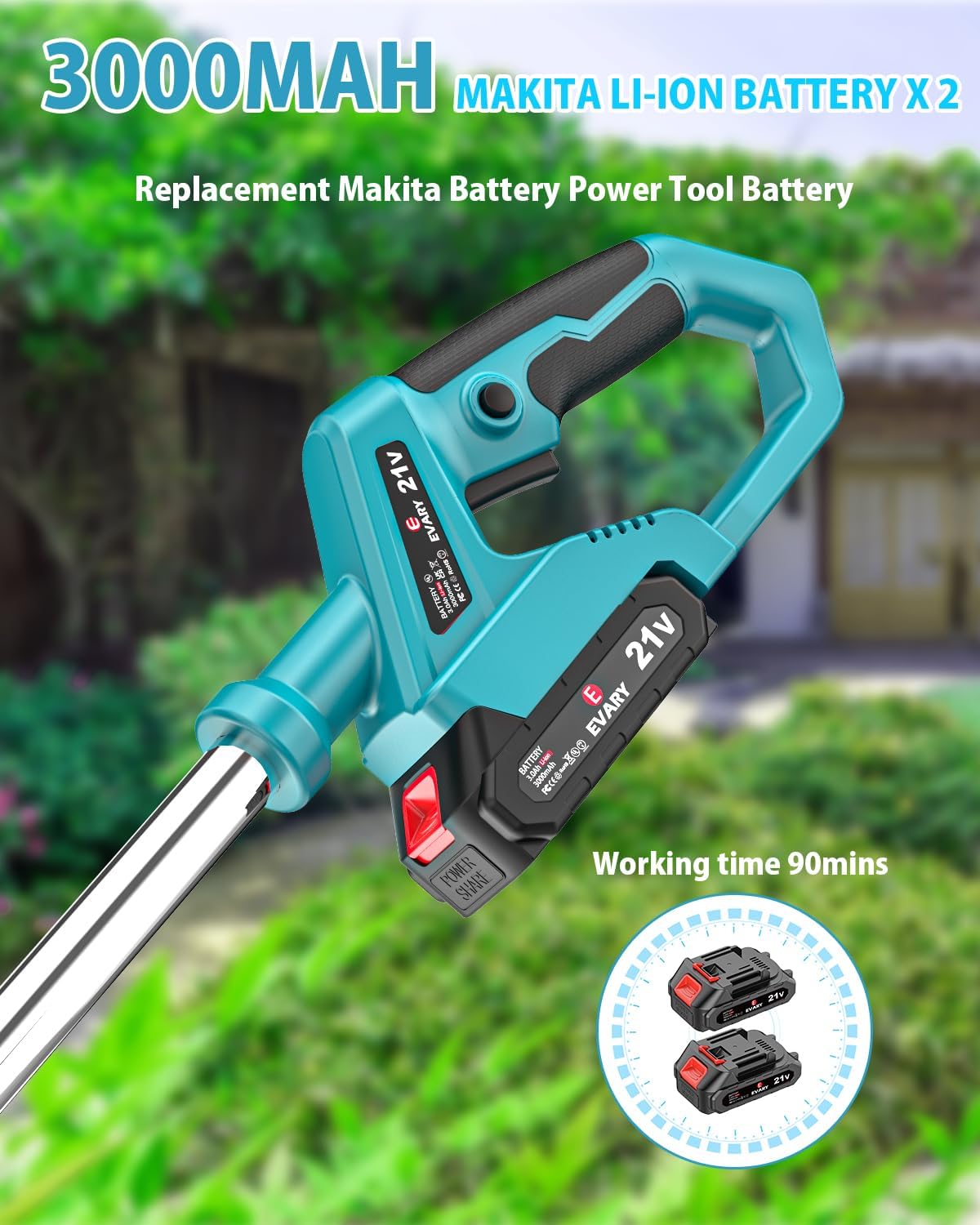 21V Cordless Electric String Trimmer with 6000mAh Battery S303