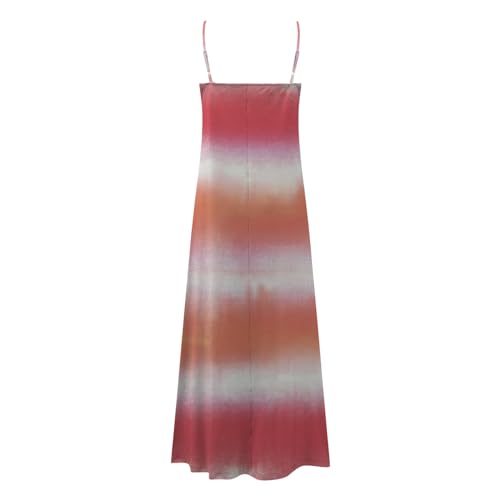 Spaghetti Strap Sleeveless Maxi Dress V Neck Tie Dye Sundresses Long Cami Dress F9774