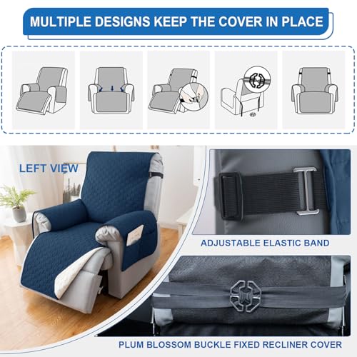 Waterproof Recliner Covers with 5 Pockets, Elastic Straps, Washable Recliner Protector, Chocolate A126540