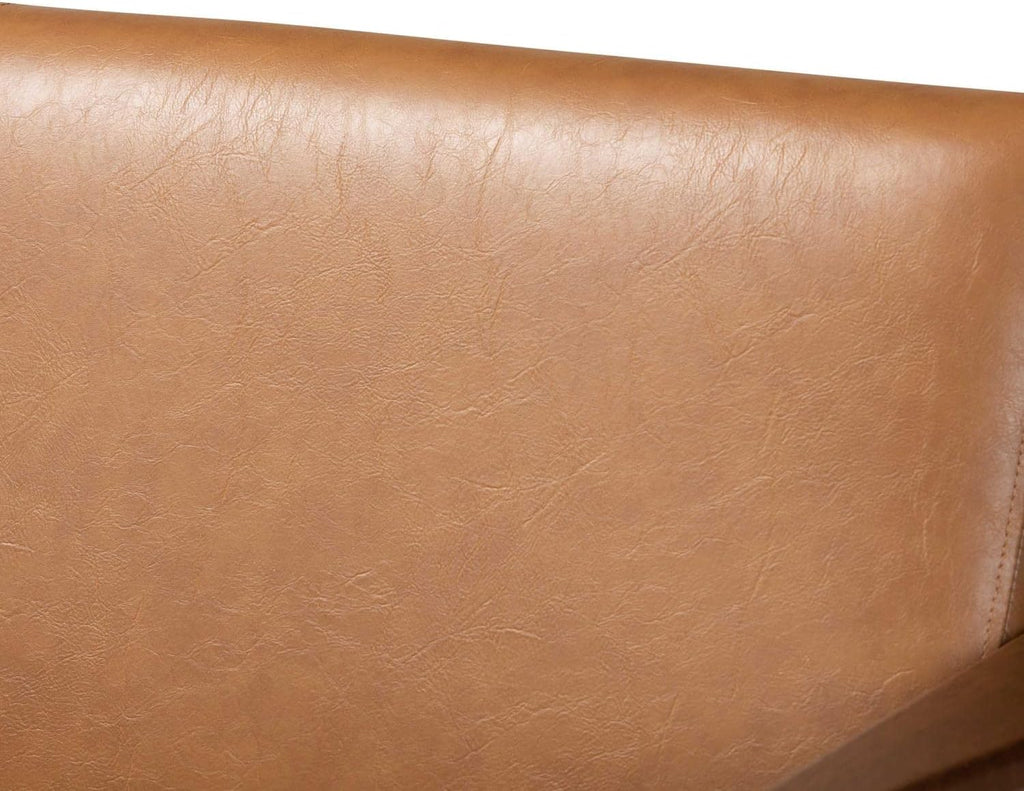 Walnut Brown Wood and Tan Faux Leather Loveseat M398