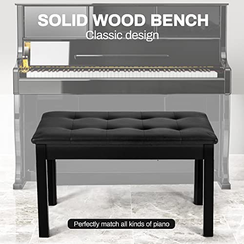 White Wooden Piano Bench with Storage and Padded Cushion H87382