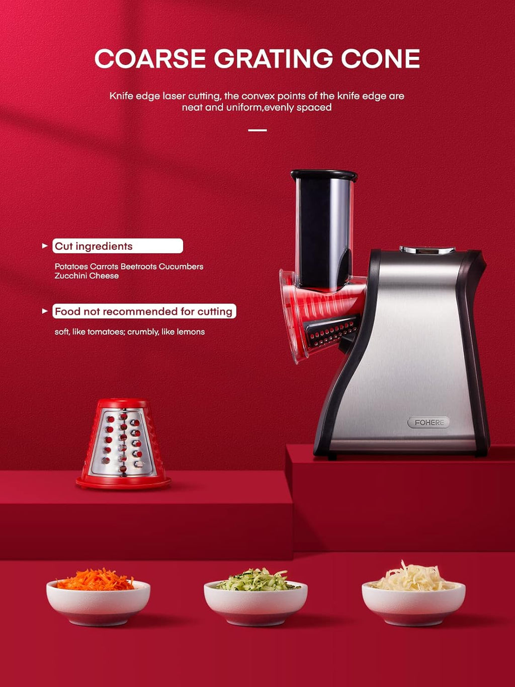 Electric Cheese Grater Salad Maker, Red H251913