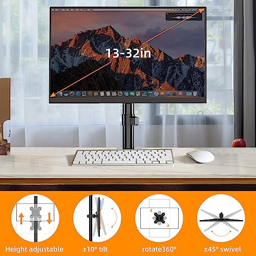 Adjustable Single Desk Monitor Mount for 13-32" Computer Screens up to 22lbs P297