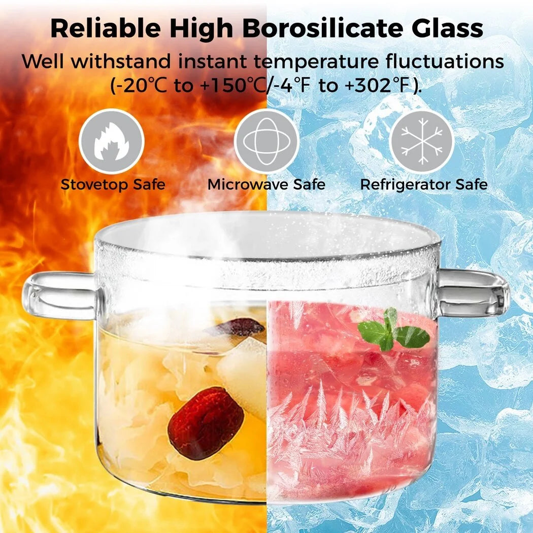 64oz High Borosilicate Glass Saucepan with Lid N361767