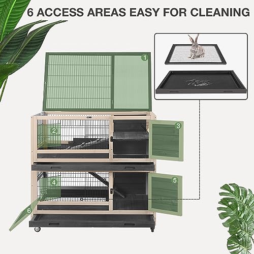 Grey Guinea Pig Cage with Wheels and 6 Access Doors Y12344
